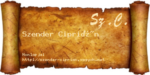 Szender Ciprián névjegykártya